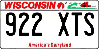 WI license plate 922XTS