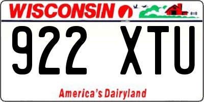 WI license plate 922XTU