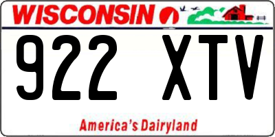 WI license plate 922XTV