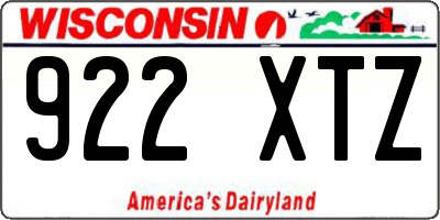WI license plate 922XTZ