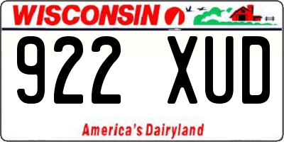 WI license plate 922XUD