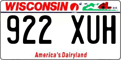 WI license plate 922XUH