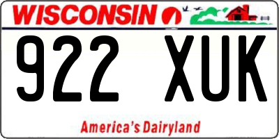 WI license plate 922XUK