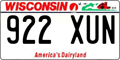 WI license plate 922XUN