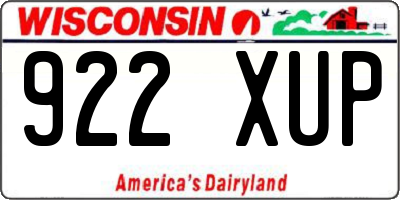 WI license plate 922XUP