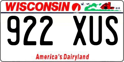 WI license plate 922XUS