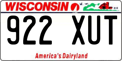 WI license plate 922XUT
