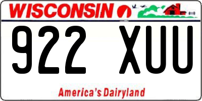 WI license plate 922XUU