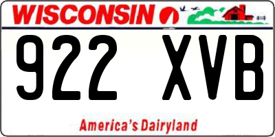 WI license plate 922XVB
