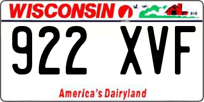 WI license plate 922XVF