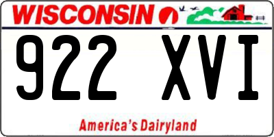 WI license plate 922XVI
