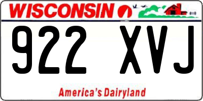 WI license plate 922XVJ