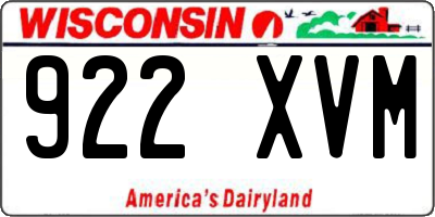 WI license plate 922XVM
