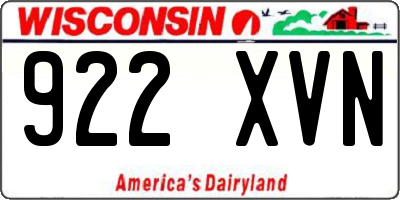 WI license plate 922XVN