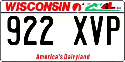 WI license plate 922XVP