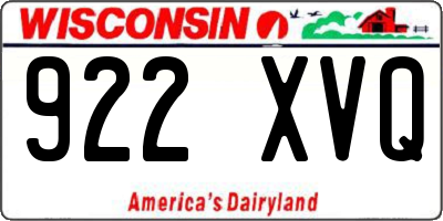 WI license plate 922XVQ