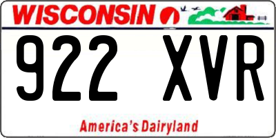 WI license plate 922XVR
