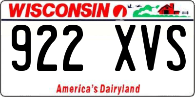 WI license plate 922XVS