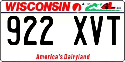 WI license plate 922XVT