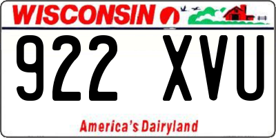 WI license plate 922XVU
