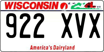 WI license plate 922XVX
