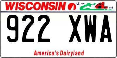 WI license plate 922XWA