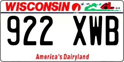 WI license plate 922XWB