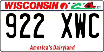 WI license plate 922XWC