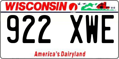 WI license plate 922XWE
