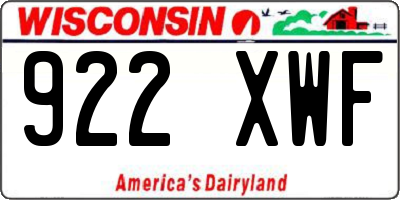 WI license plate 922XWF
