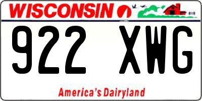 WI license plate 922XWG