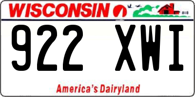 WI license plate 922XWI