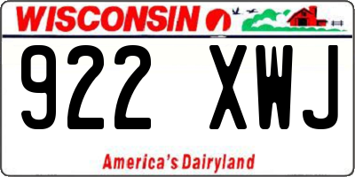 WI license plate 922XWJ