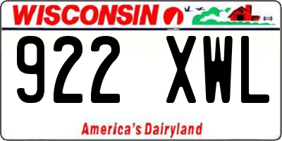 WI license plate 922XWL