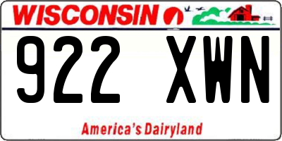 WI license plate 922XWN