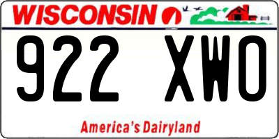WI license plate 922XWO