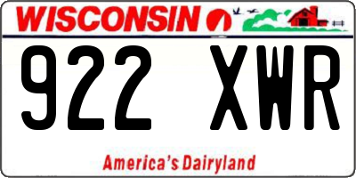 WI license plate 922XWR