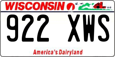 WI license plate 922XWS