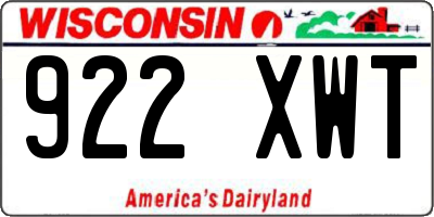 WI license plate 922XWT