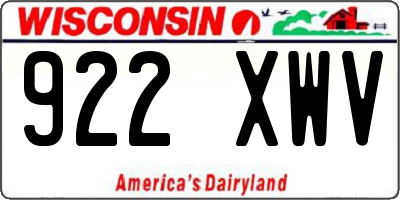 WI license plate 922XWV