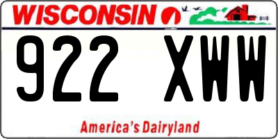 WI license plate 922XWW