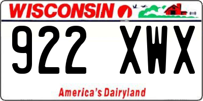 WI license plate 922XWX