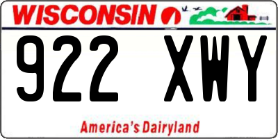 WI license plate 922XWY