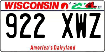 WI license plate 922XWZ