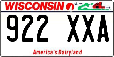 WI license plate 922XXA