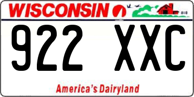 WI license plate 922XXC