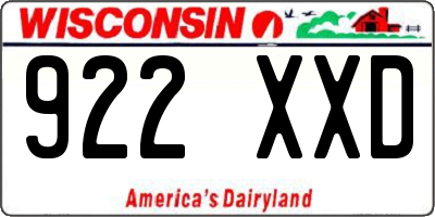 WI license plate 922XXD