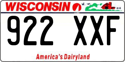 WI license plate 922XXF