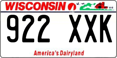 WI license plate 922XXK