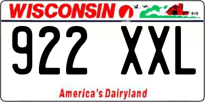 WI license plate 922XXL
